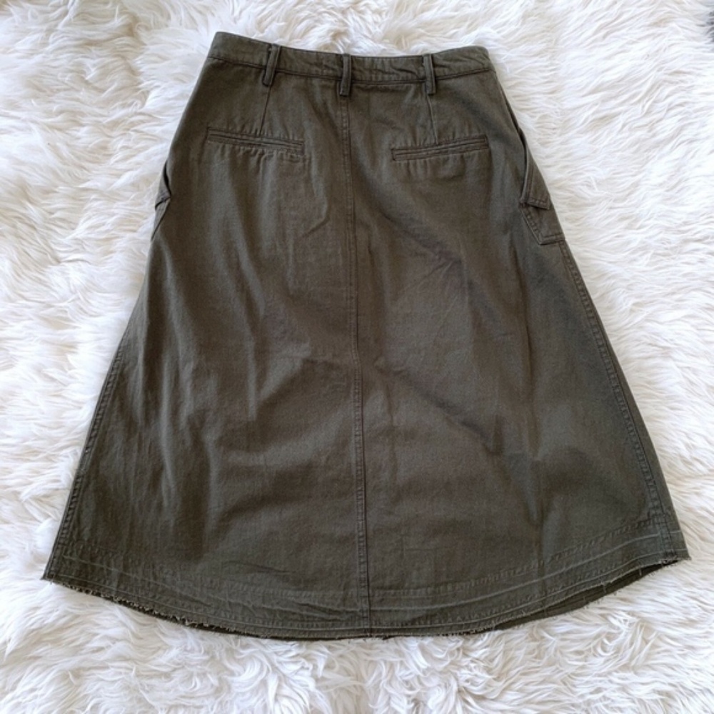 Zara Olive Green Floral Embroidered Fray Skirt - Picture 7 of 8